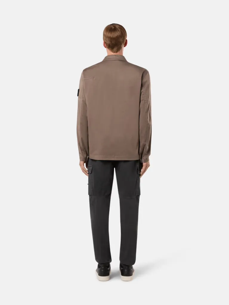 12808 Overshirt with Zipper Fastening - Walnut