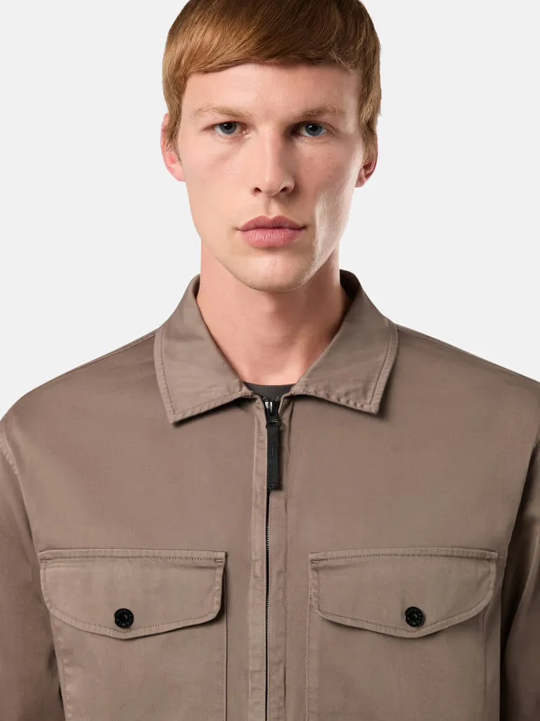 12808 Overshirt with Zipper Fastening - Walnut