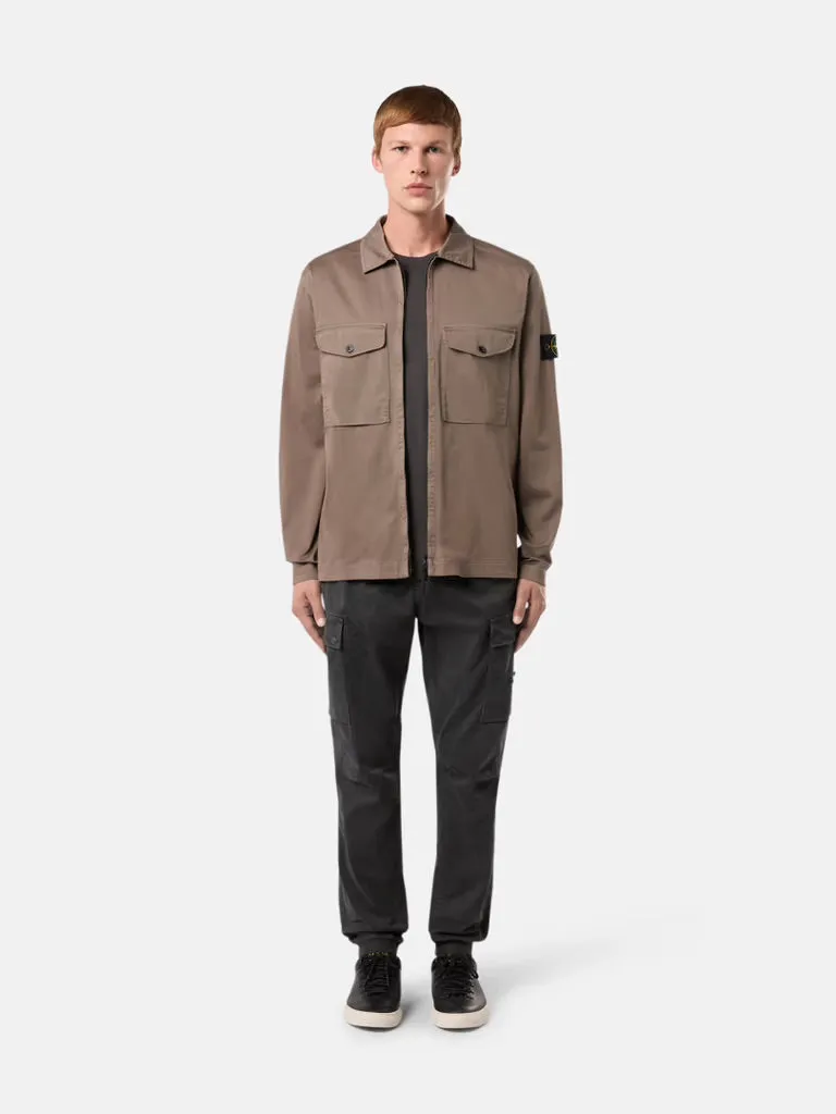 12808 Overshirt with Zipper Fastening - Walnut