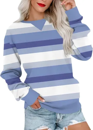 2024 Womens Oversized Graphic Crewneck Sweatshirt Long Sleeve Color Block Pullover Tops Casual Loose Shirt Fashion