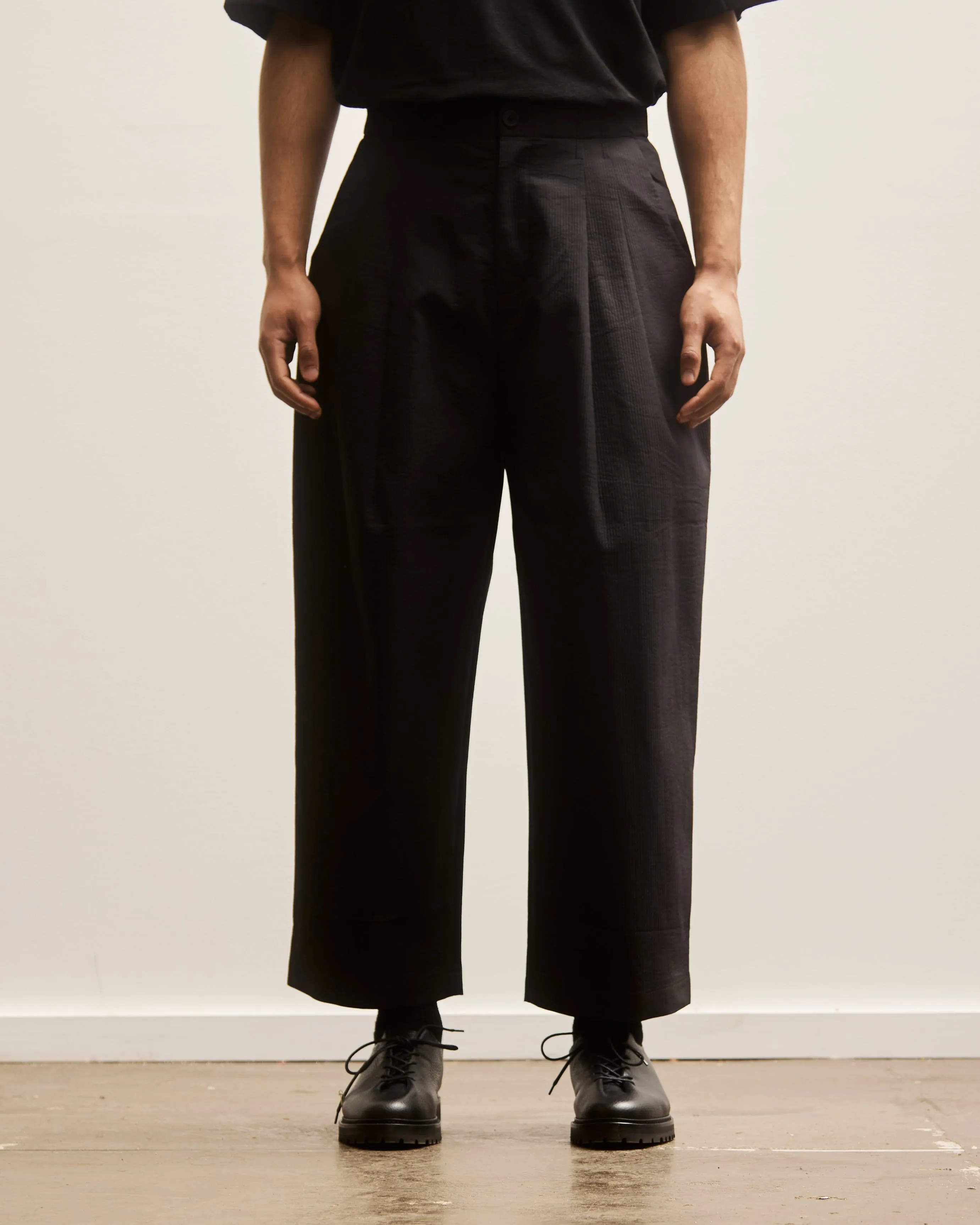 7115 Unisex Pleated Trouser, Black Stripe Edition