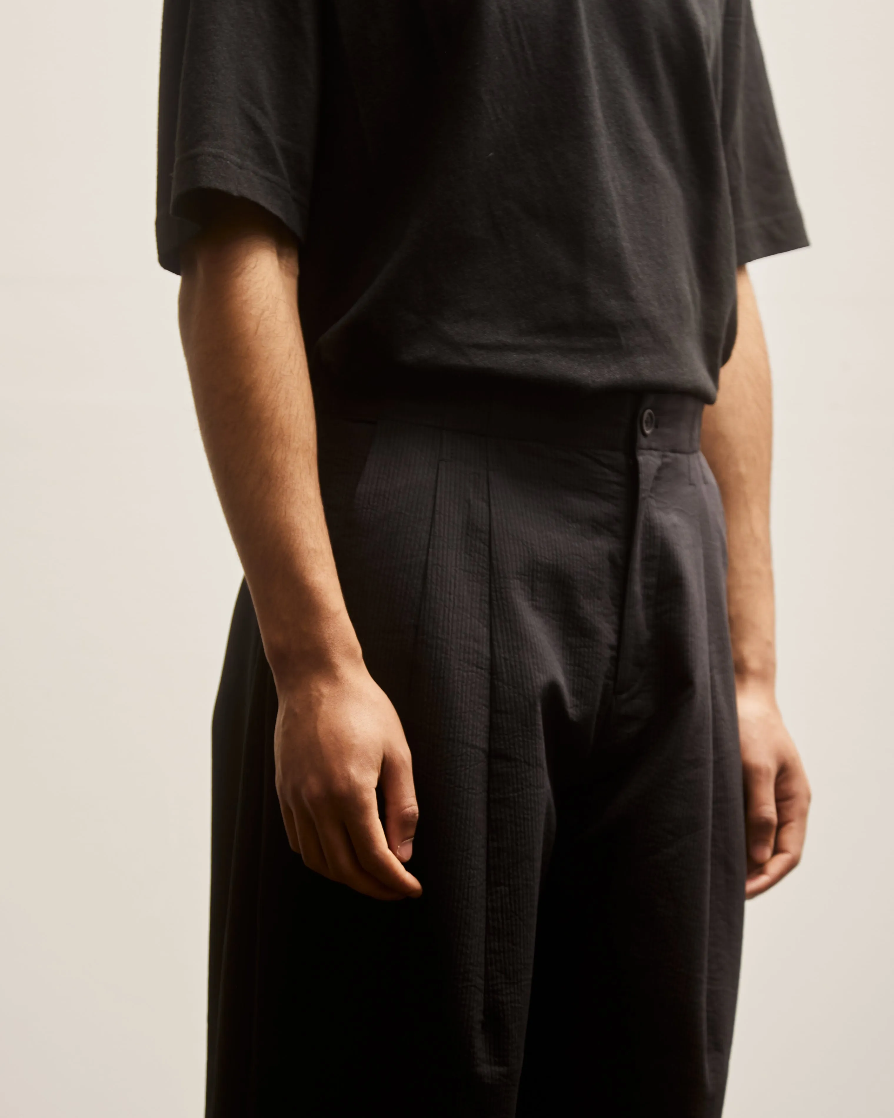 7115 Unisex Pleated Trouser, Black Stripe Edition