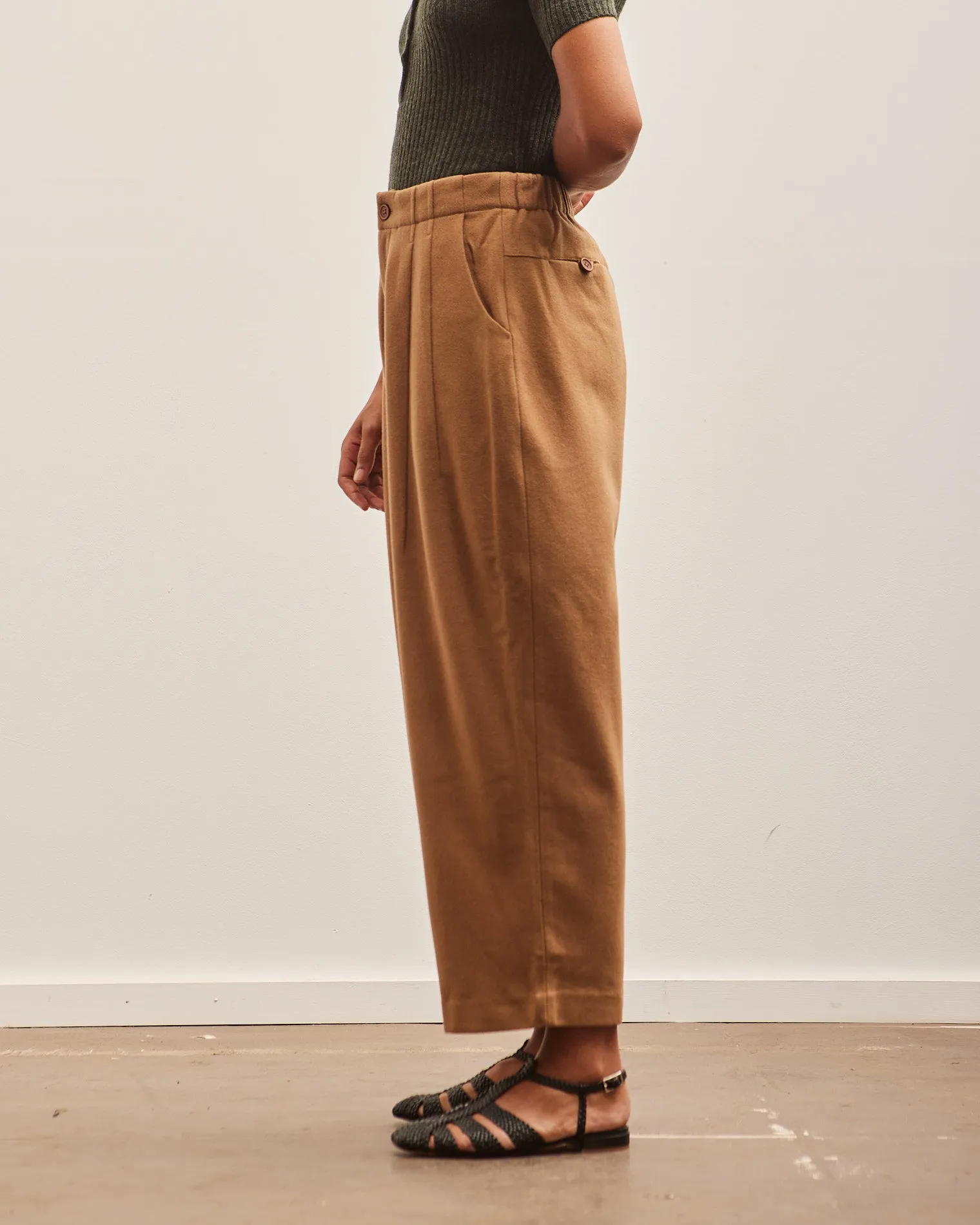 7115 Wool Pleated Trouser, Tan