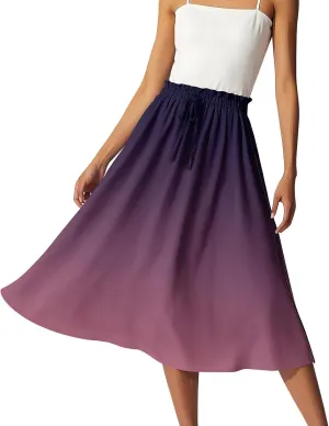ADHOWBEW Long Skirts for Women Summer Smocked Flowy Sexy Floral Print Casual Cotton Bohemian High Waist Skirts