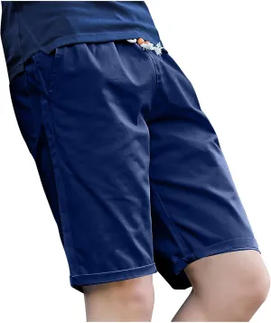 Akklian Men's Stretch Chino Short Slim Fit Casual Flat Front Shorts Summer Lounge Lightweight Comfy Beach Shorts with Pockets