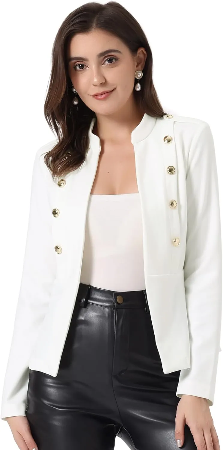 Allegra K Steampunk Jacket for Women's Peplum Blazer Double Breasted Vintage Blazer