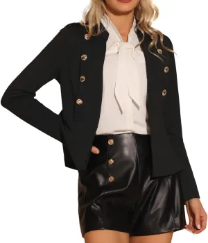 Allegra K Steampunk Jacket for Women's Peplum Blazer Double Breasted Vintage Blazer