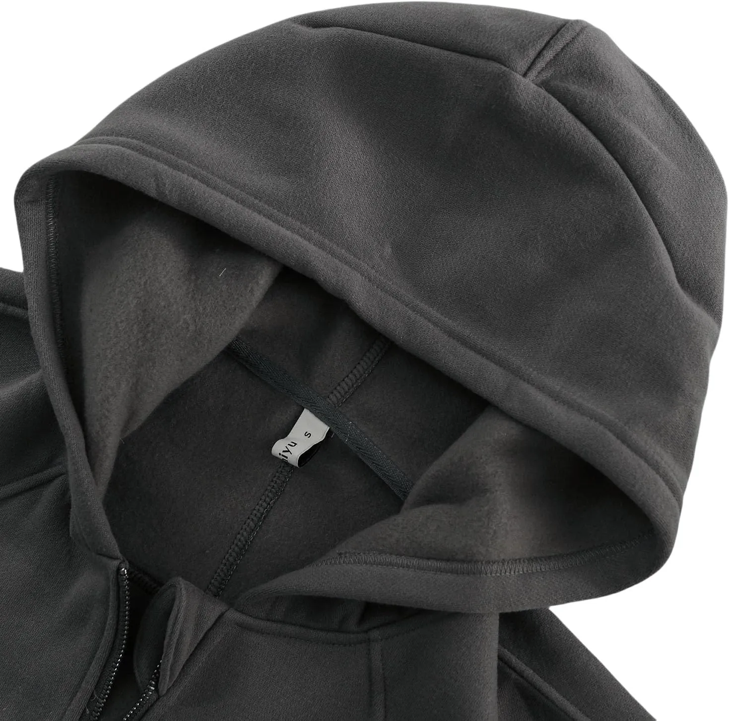 Amazhiyu Women' s Fleece Oversized Full-Zip Cropped Hoodie Winter Crop Top