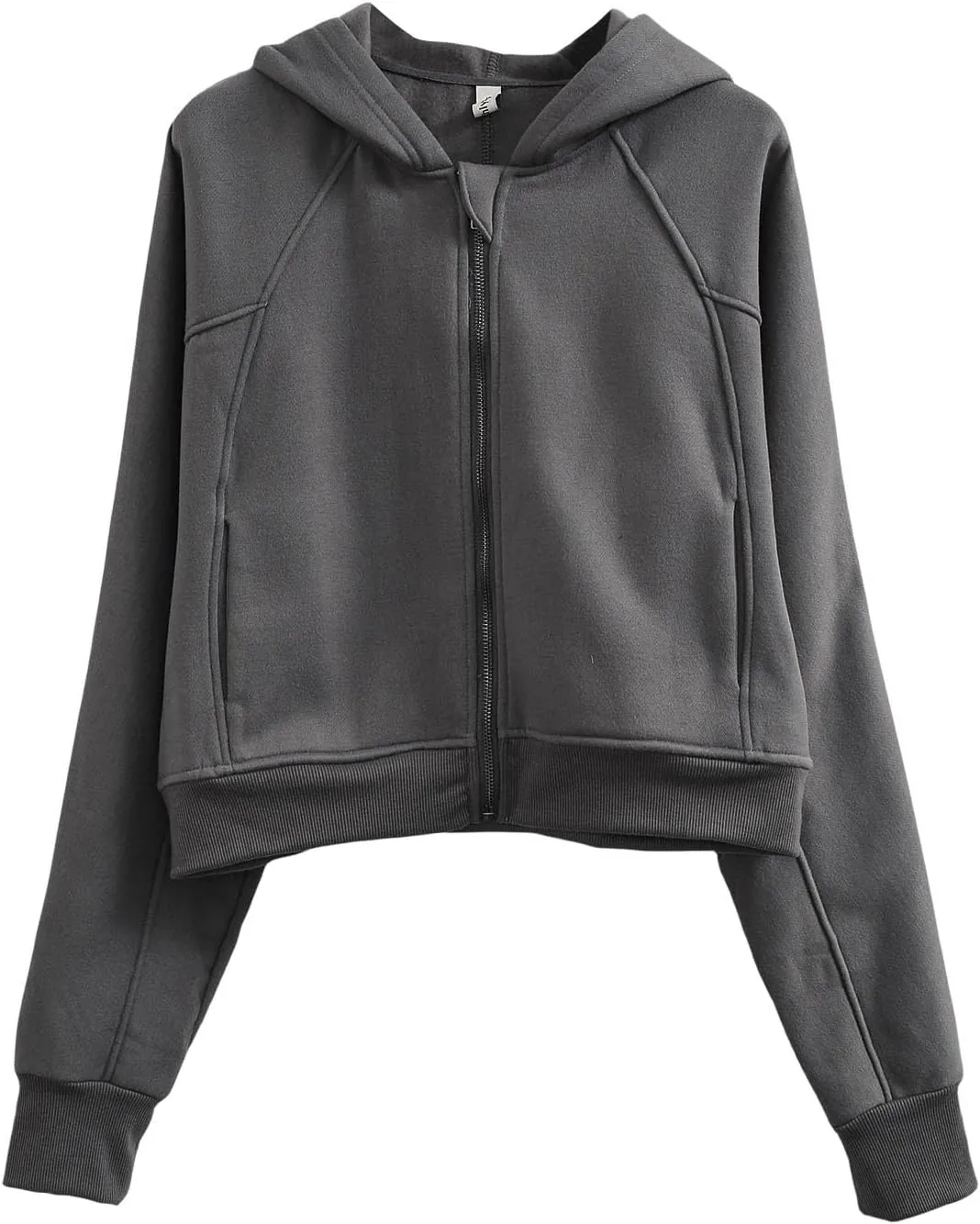 Amazhiyu Women' s Fleece Oversized Full-Zip Cropped Hoodie Winter Crop Top