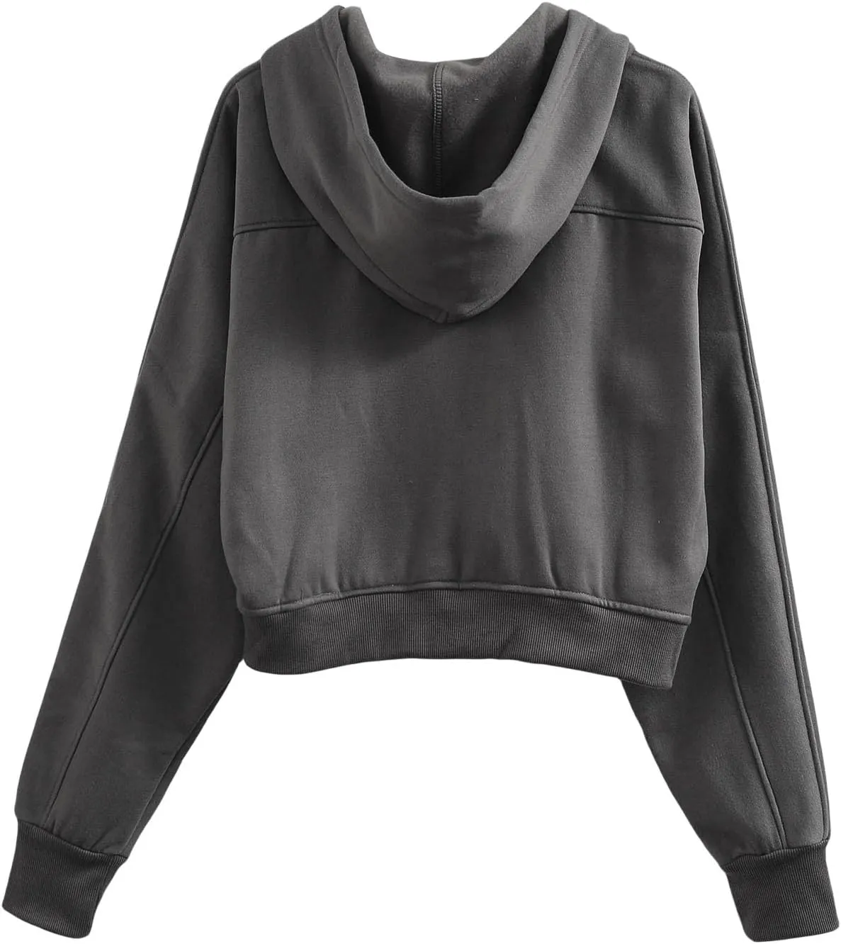 Amazhiyu Women' s Fleece Oversized Full-Zip Cropped Hoodie Winter Crop Top