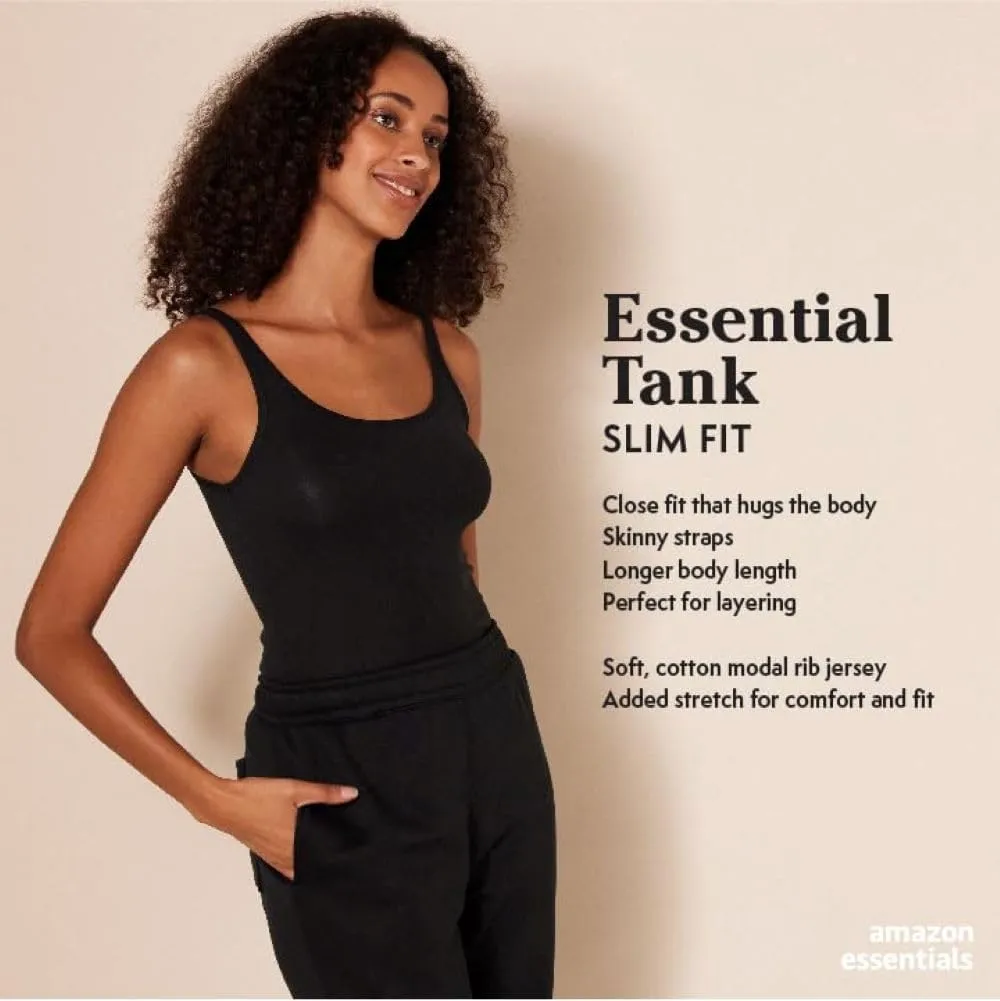 Amazon Essentials Women's Slim-Fit Thin Strap Tank Top, Pack of 2