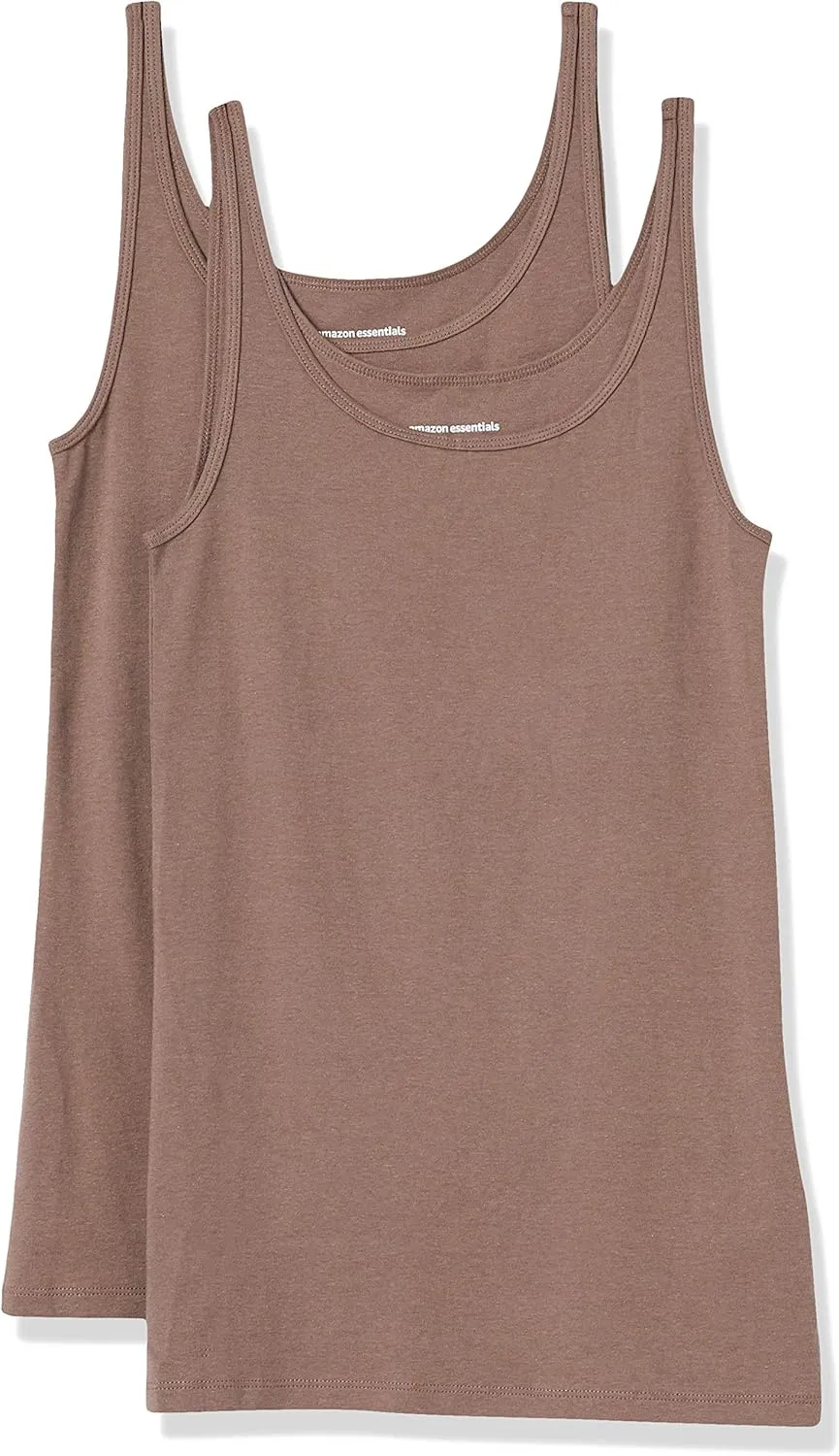 Amazon Essentials Women's Slim-Fit Thin Strap Tank Top, Pack of 2