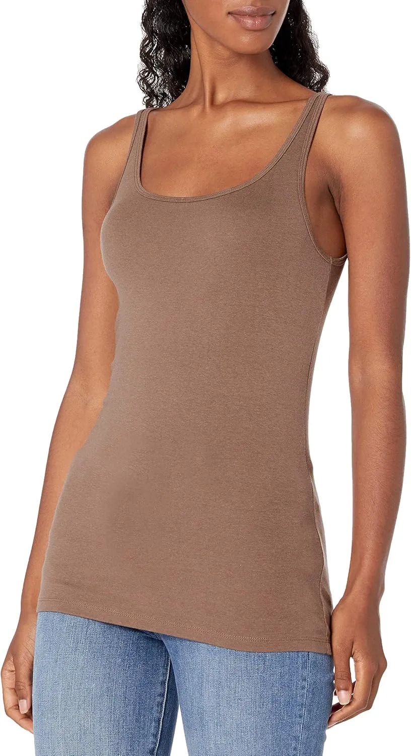 Amazon Essentials Women's Slim-Fit Thin Strap Tank Top, Pack of 2