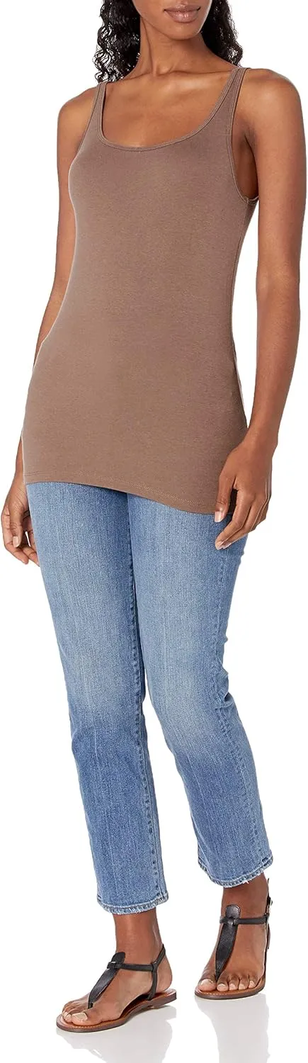 Amazon Essentials Women's Slim-Fit Thin Strap Tank Top, Pack of 2