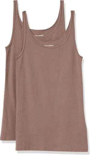 Amazon Essentials Women's Slim-Fit Thin Strap Tank Top, Pack of 2