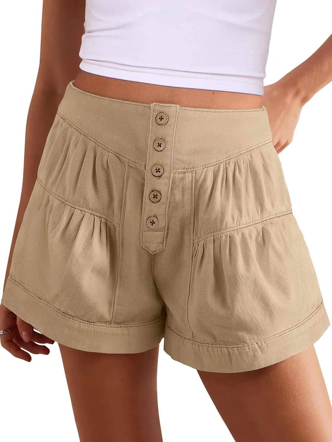 ANRABESS Women's Denim Shorts Summer Baggy High Waisted Flowy Wide Leg Buttons Pleated Casual Jean Shorts 2025 Fashion Skorts