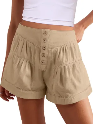 ANRABESS Women's Denim Shorts Summer Baggy High Waisted Flowy Wide Leg Buttons Pleated Casual Jean Shorts 2025 Fashion Skorts