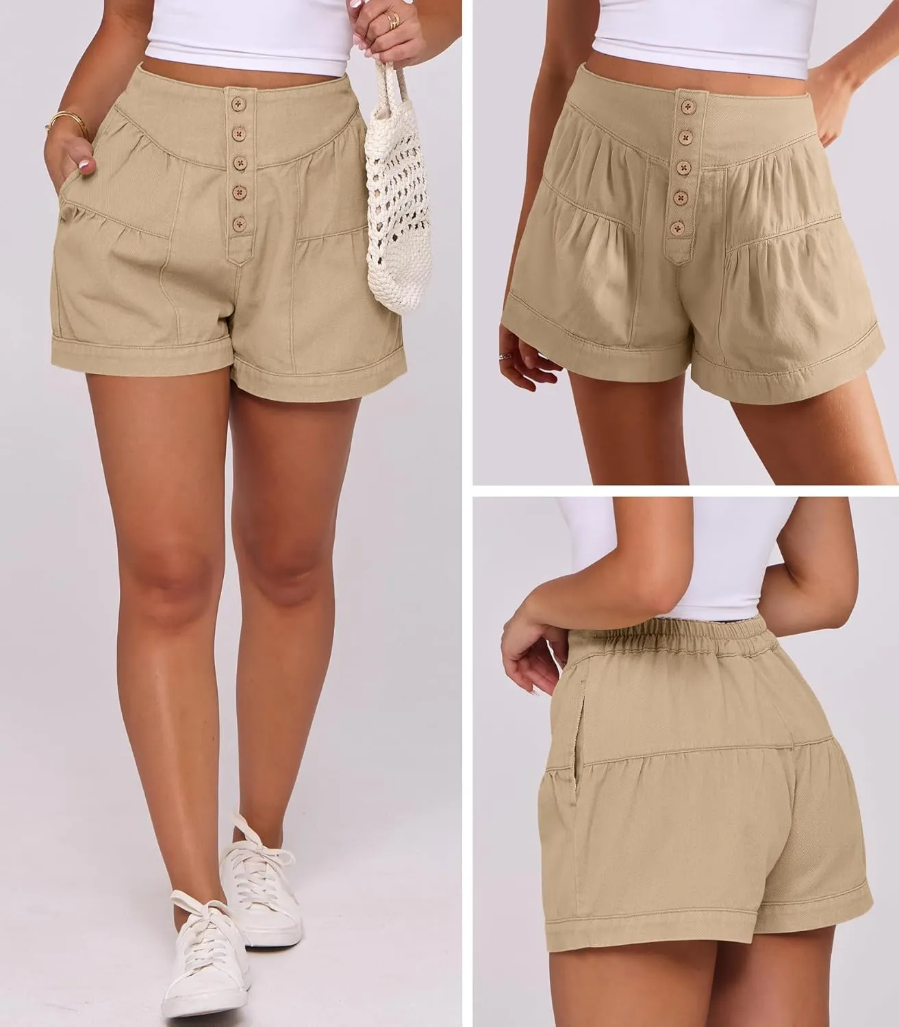 ANRABESS Women's Denim Shorts Summer Baggy High Waisted Flowy Wide Leg Buttons Pleated Casual Jean Shorts 2025 Fashion Skorts