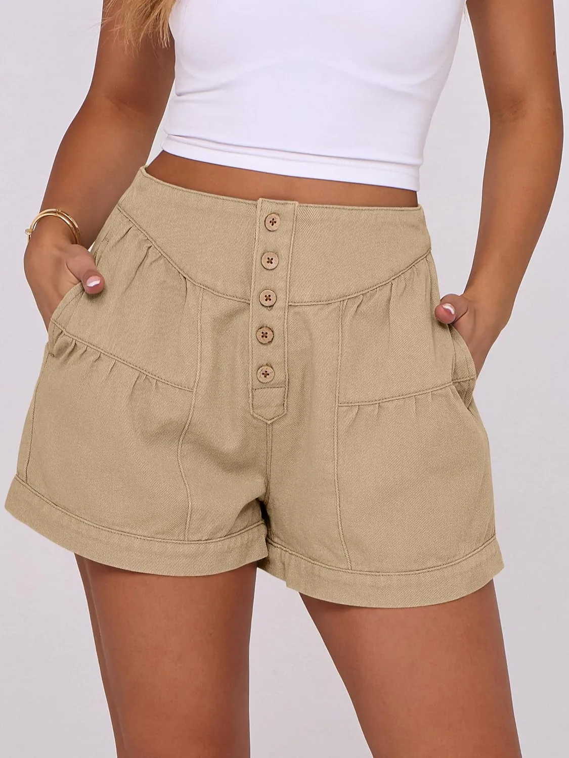 ANRABESS Women's Denim Shorts Summer Baggy High Waisted Flowy Wide Leg Buttons Pleated Casual Jean Shorts 2025 Fashion Skorts