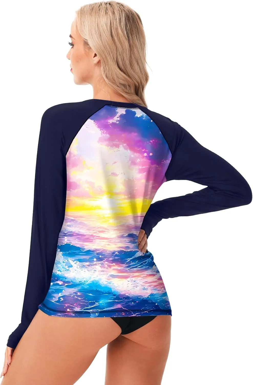 AOBUTE Women Rash Guard UPF 50  Long Sleeve Swim Top Surf Shirts