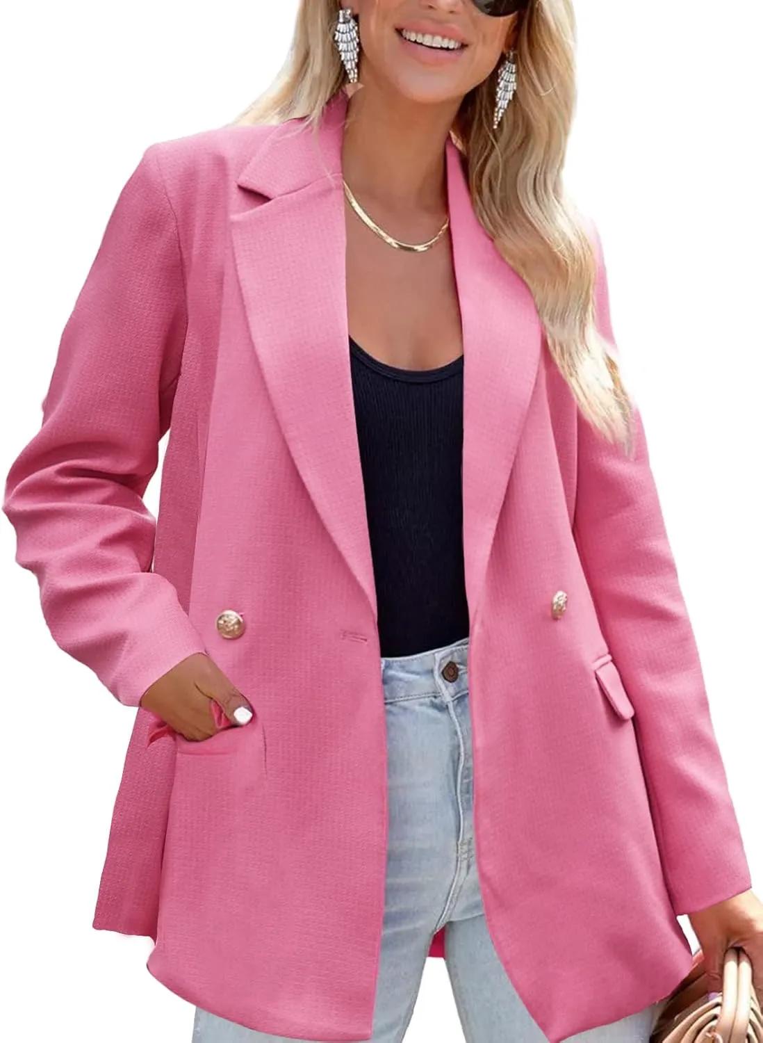 ARTFREE Womens Casual Blazer Button Lapel Long Sleeve Work Business Fashion Blazers Jackets Outfits with Pockets