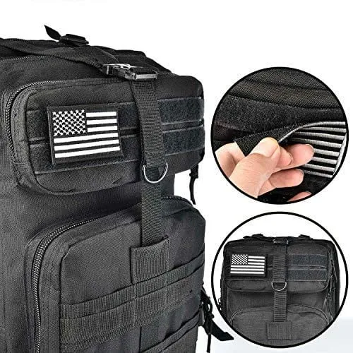 ASA Techmed Tactical Backpack with Waterproof Pouch   6 Embroidered U.S. Flag Patches for Outdoors, Travel