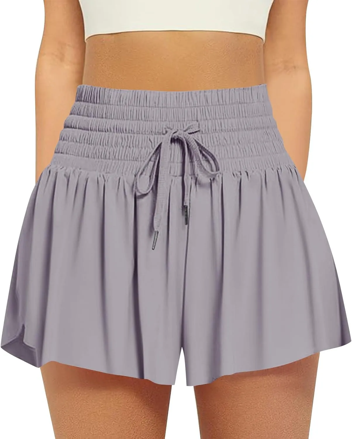 Athletic Shorts for Women 2 in 1 Running Shorts with Pockets High Waisted Flowy Butterfly Short Pants Tennis Skort