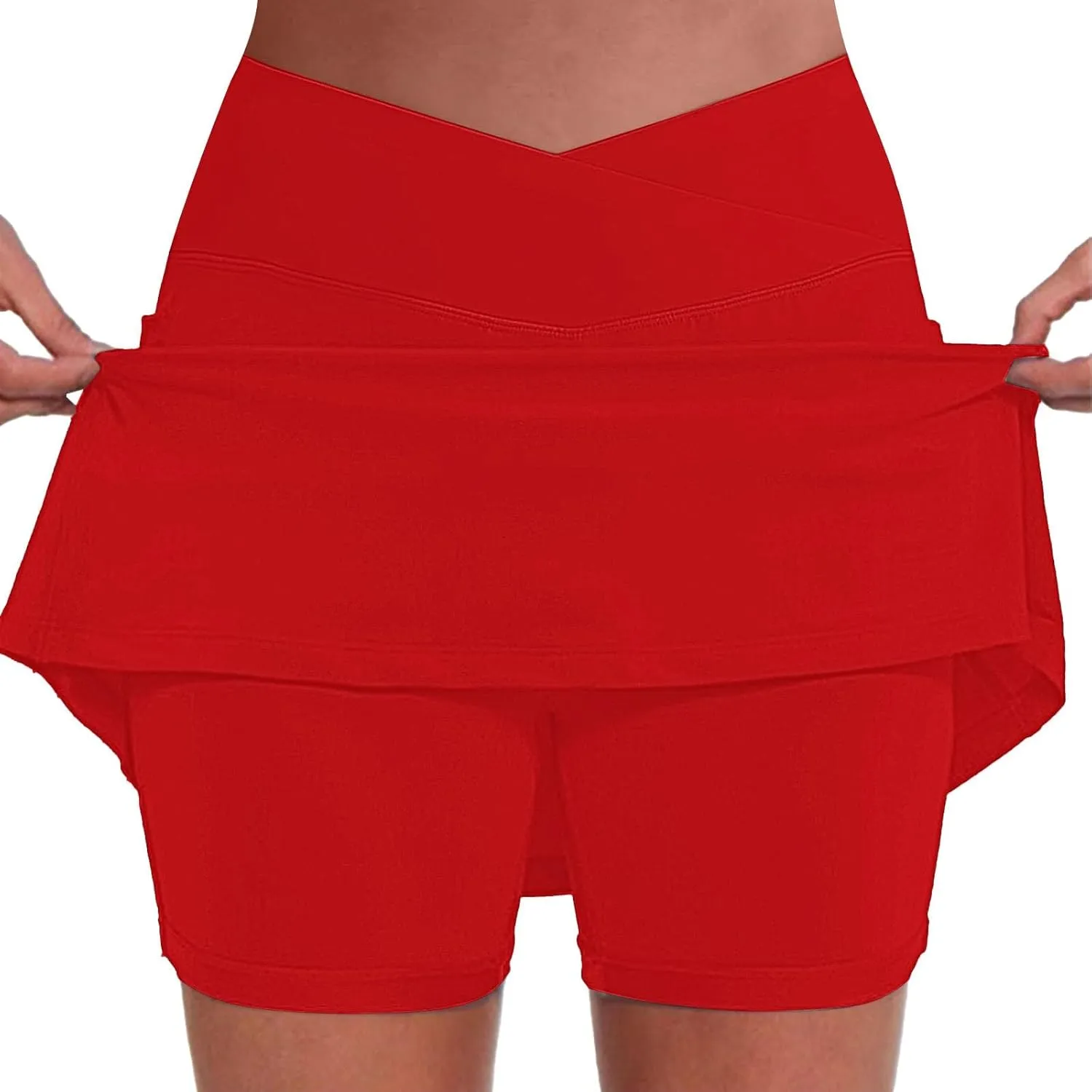 Athletic Skirts for Women Summer Loose Trendy Drawstring Solid Sports Tennis Skirts Built-in Shorts Plus Size, S-5XL