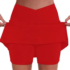 Athletic Skirts for Women Summer Loose Trendy Drawstring Solid Sports Tennis Skirts Built-in Shorts Plus Size, S-5XL