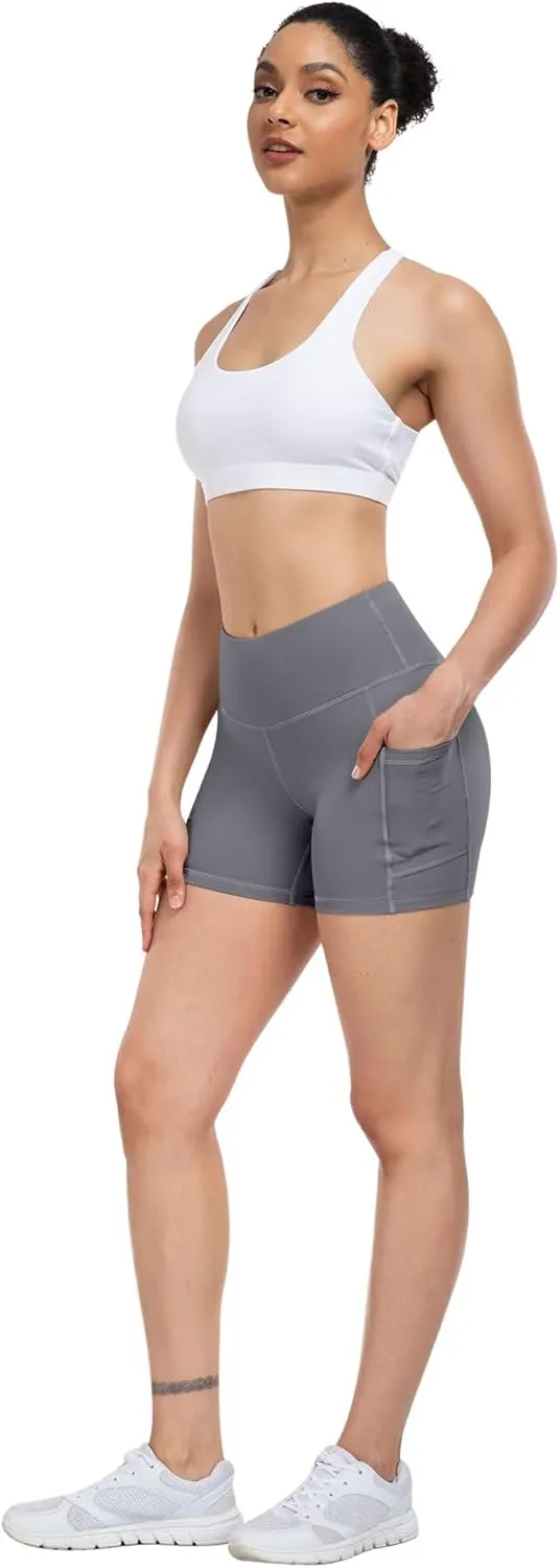 ATHVOTAR Biker Shorts Women with Pockets - 3"/5"/8" High Waisted Workout Spandex Tummy Control Gym Running Yoga Shorts