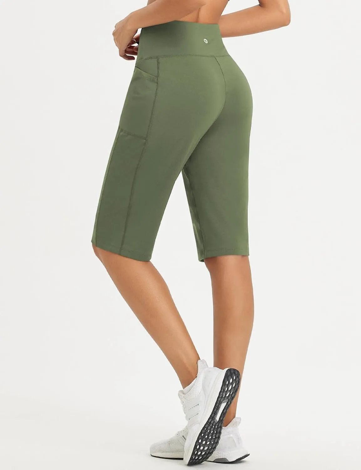 baleaf Women's Bermuda Long Shorts 14" Knee Length High Waisted Athletic Shorts with Pockets Stretch Soft Loose Casual Summer