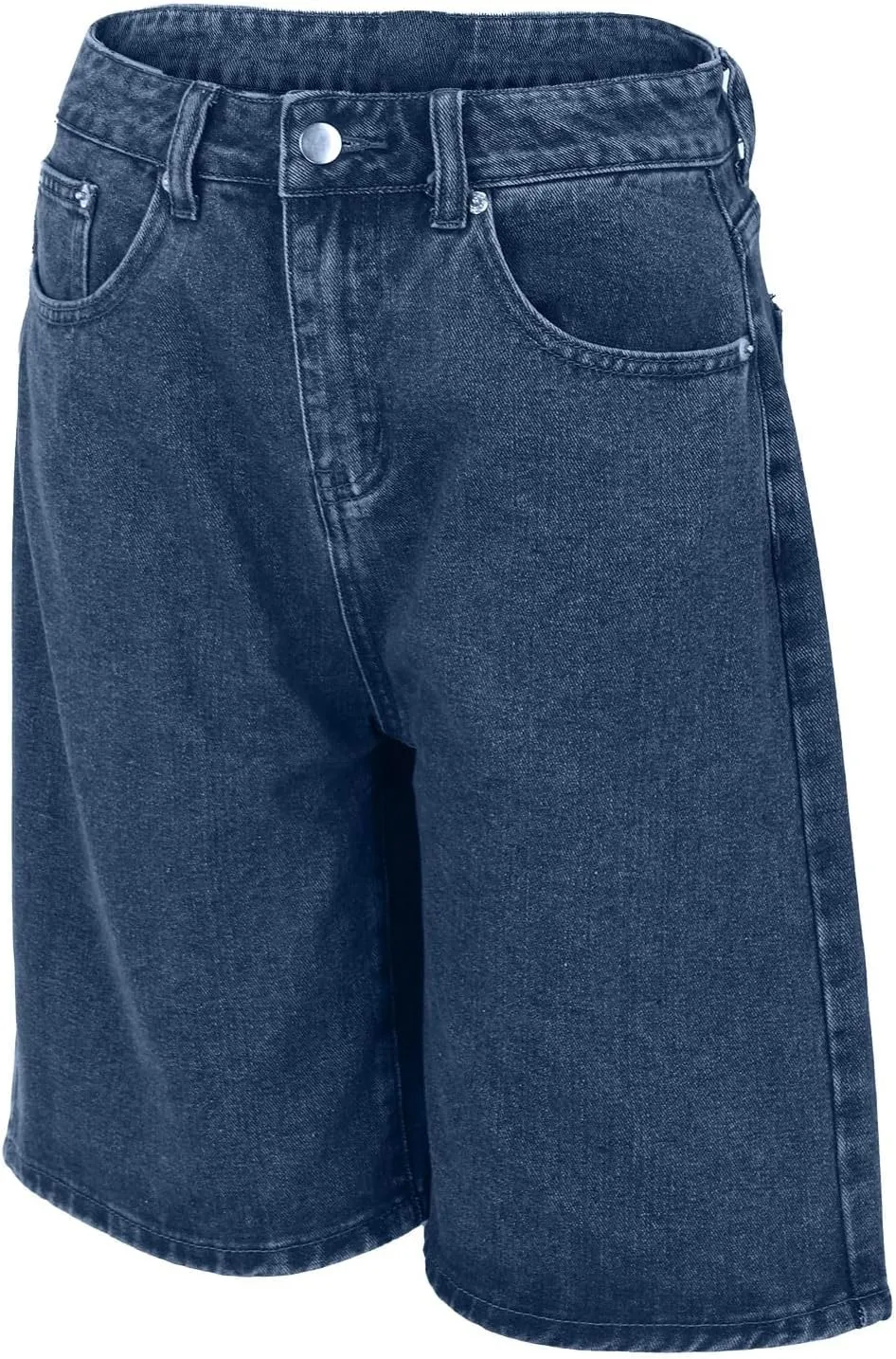 Bermuda Jean Shorts for Women High Waisted Wide Leg Trendy Stretchy Denim Shorts Knee Length Loose Fit Short Pants