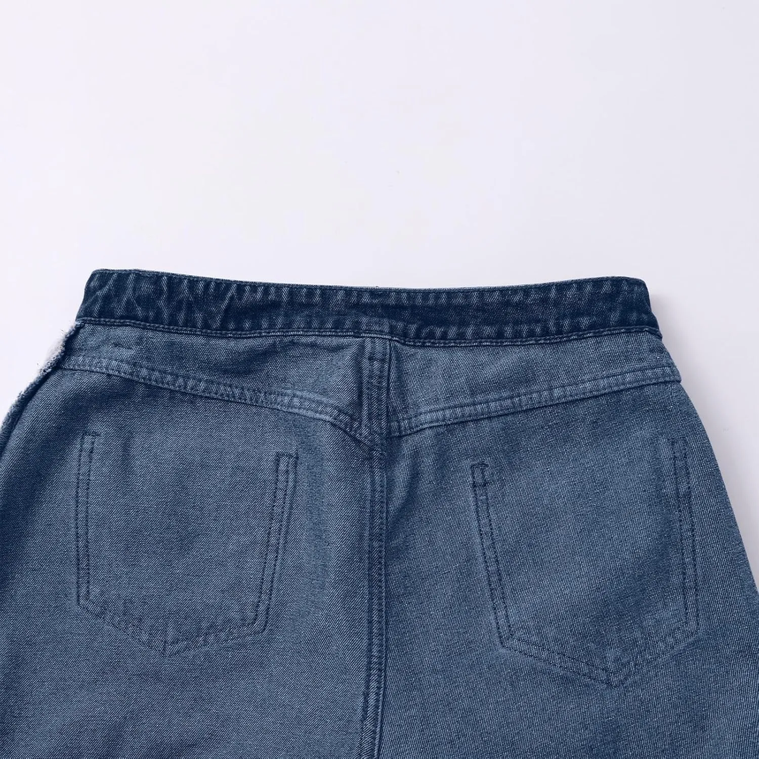 Bermuda Jean Shorts for Women High Waisted Wide Leg Trendy Stretchy Denim Shorts Knee Length Loose Fit Short Pants