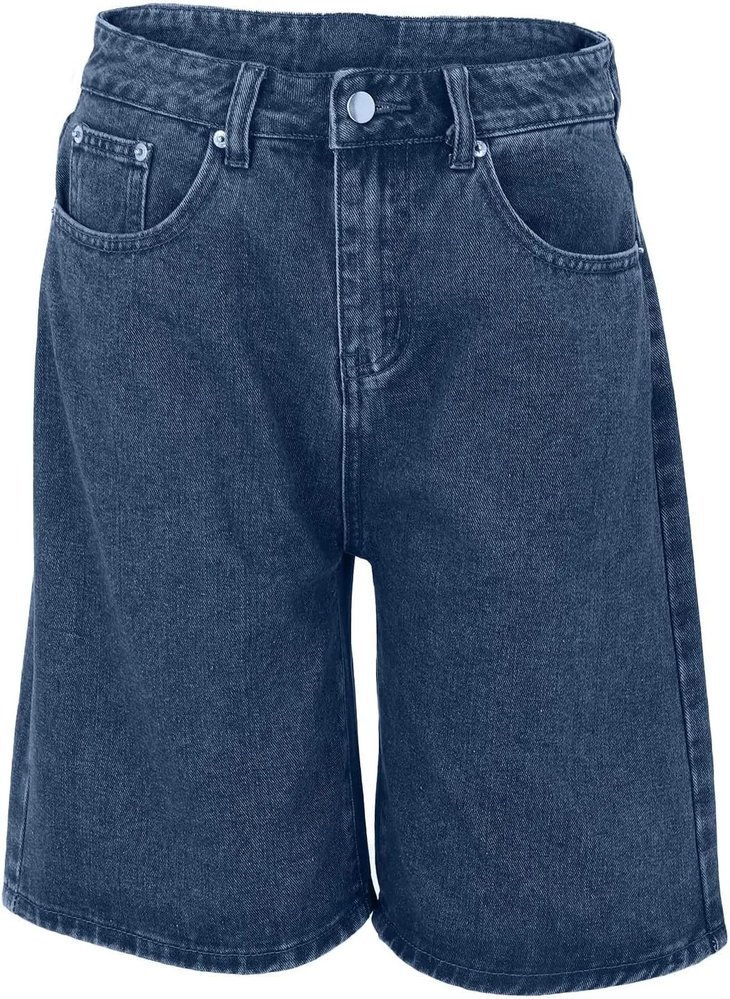 Bermuda Jean Shorts for Women High Waisted Wide Leg Trendy Stretchy Denim Shorts Knee Length Loose Fit Short Pants