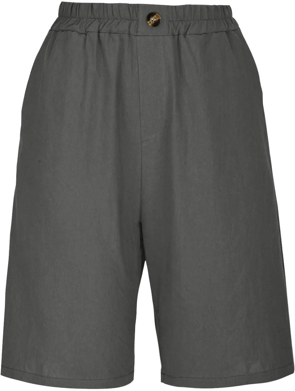 Bermuda Shorts for Women Knee Length Summer Beach Linen Shorts Lightweight Wide Leg High Waisted Long Short w/Pockets