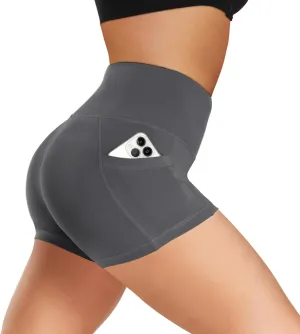 Biker Shorts Women with Pockets - 3"/5"/8" High Waisted Soft Tummy Control Workout Shorts for Yoga Athletic Gym