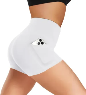 Biker Shorts Women with Pockets - 3"/5"/8" High Waisted Soft Tummy Control Workout Shorts for Yoga Athletic Gym