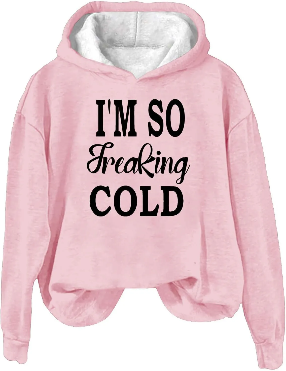 Binmer I'm So Freaking Cold Funny Graphic Sweatshirts Women Oversized Long Sleeve Pullover Tops Casual Y2K Hoodies Shirts