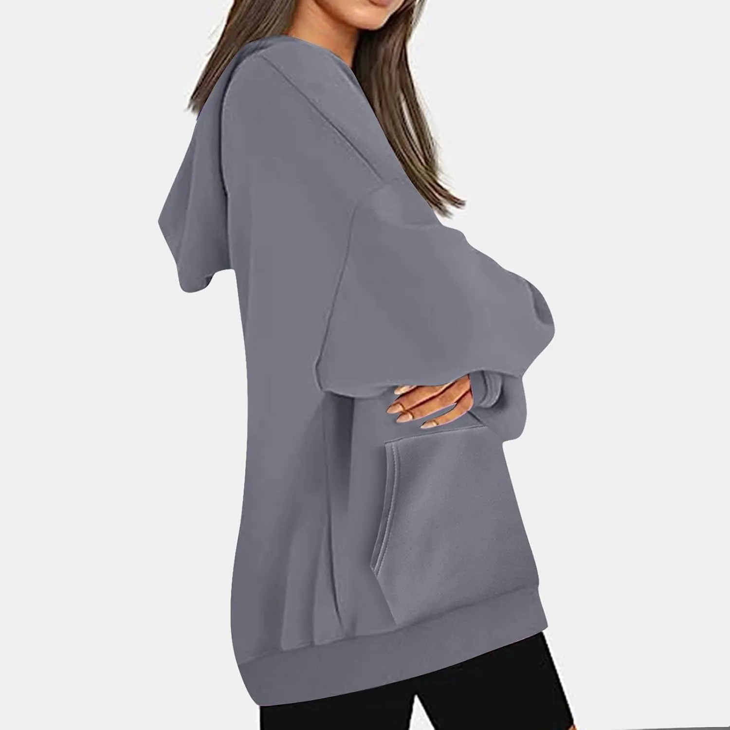 Binmer Oversized Hoodie for Women Sweatshirt Fall Fashion 2024 Outfit Trendy Fleece Pullover Casual Long Sleeve Tops w/Pocket