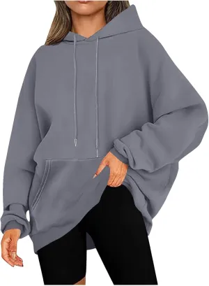 Binmer Oversized Hoodie for Women Sweatshirt Fall Fashion 2024 Outfit Trendy Fleece Pullover Casual Long Sleeve Tops w/Pocket