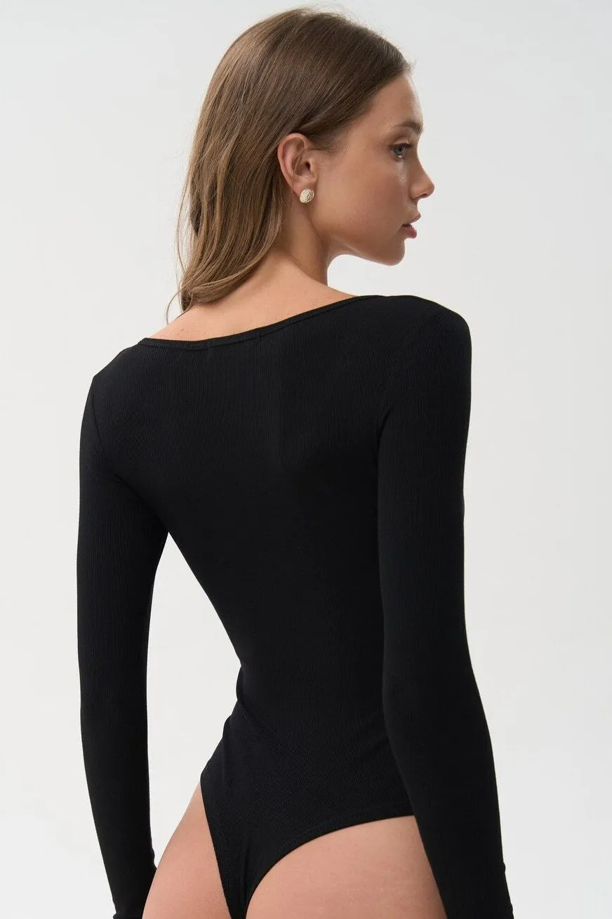 Black Lace-Up Bodysuit