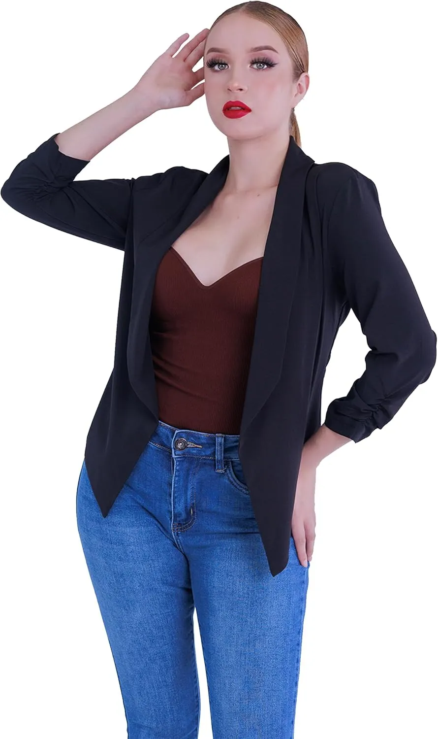 Blazer Long Sleeve Women Casual Business Open Front Long Sleeve Work Office Blazer Jacket Fashion Ladies Trendy
