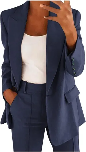 Blazer Sets Women 2 Piece Outfits Business Casual Outfits 2025 Dressy Casual Pant Suits Plus Size Wide Pants Suit Set