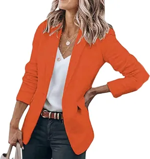 Blazers for Women Business Casual Blazers Open Front Long Sleeve Work Office Jackets Solid Button Lapel Blazer Suit