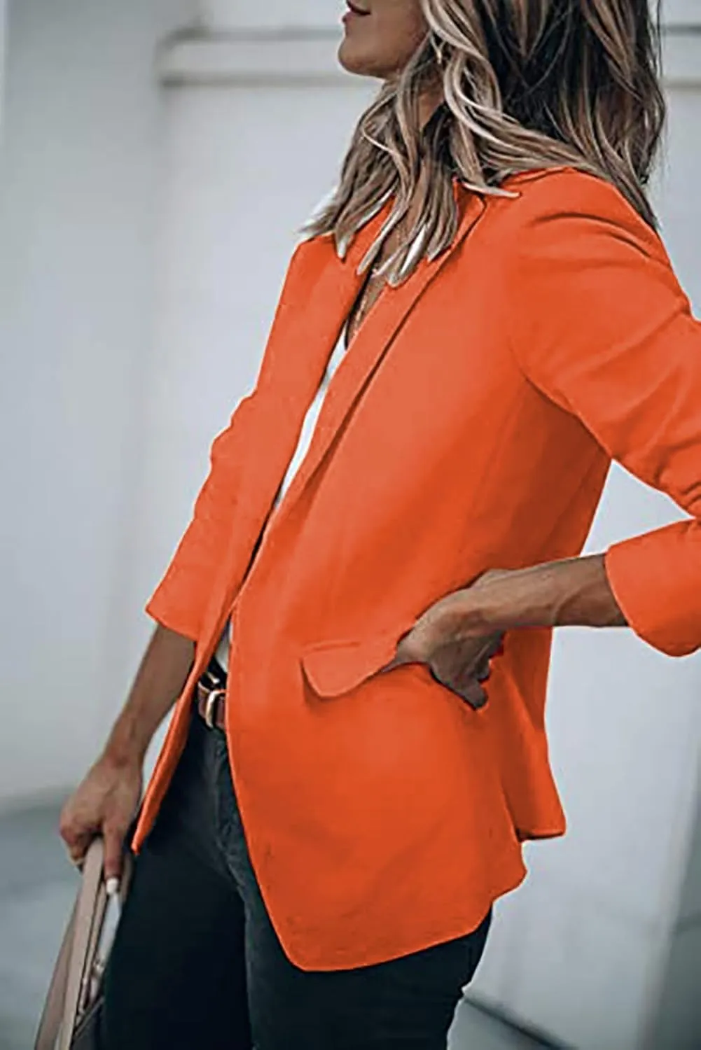 Blazers for Women Business Casual Blazers Open Front Long Sleeve Work Office Jackets Solid Button Lapel Blazer Suit