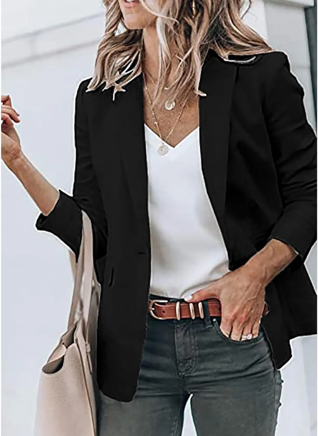 Blazers for Women Business Casual Solid/Ombre/Striped 2025 Fall Fashion Jackets Cardigan with Pockets