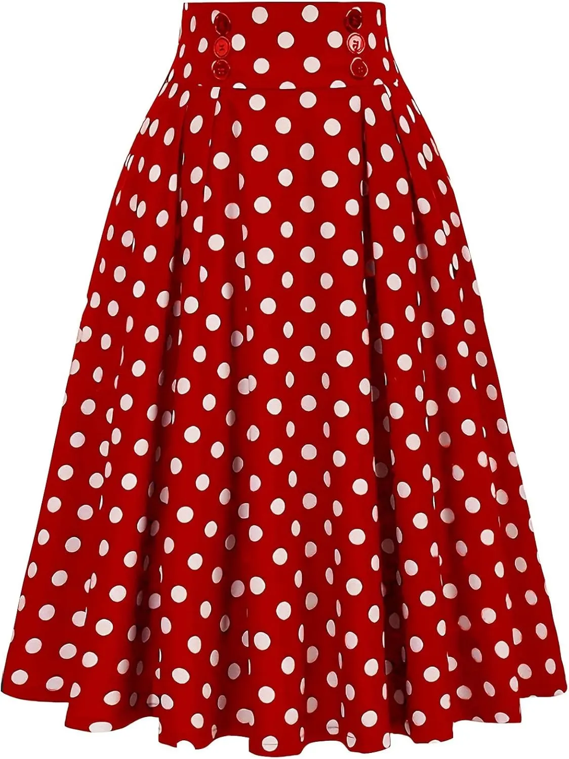 Boho Skirt for Women Elegant Polka Dot High Elastic Waist Skirt Summer Pleated A-Line Flared Maxi Skirts Clothes 2024