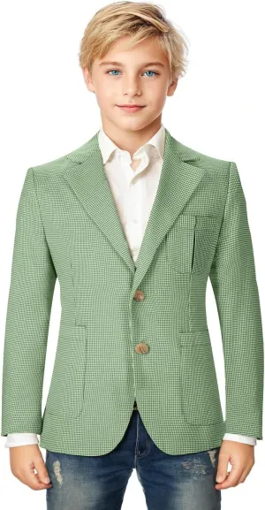 Boy Suit Plaid Blazer 2 Button Coat Stylish Cute Stretch Fabric Notched Lapel Formal Ring Bearer Wedding Homecoming