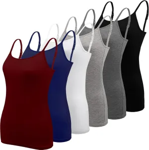 BQTQ 6 Pcs Women's Camisole Tops Undershirts Adjustable Spaghetti Strap Tank Top