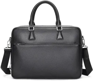 Briefcase Men's Cowhide Laptop Bag With Password Lock Top For Business Travel
